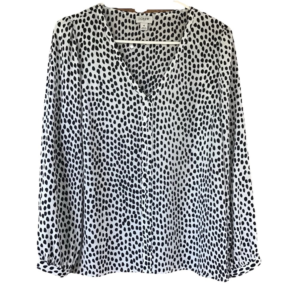 J Crew Women Size 4 V-Neck Leopard Print Pullover Blouse‎ Soft Modest Casual